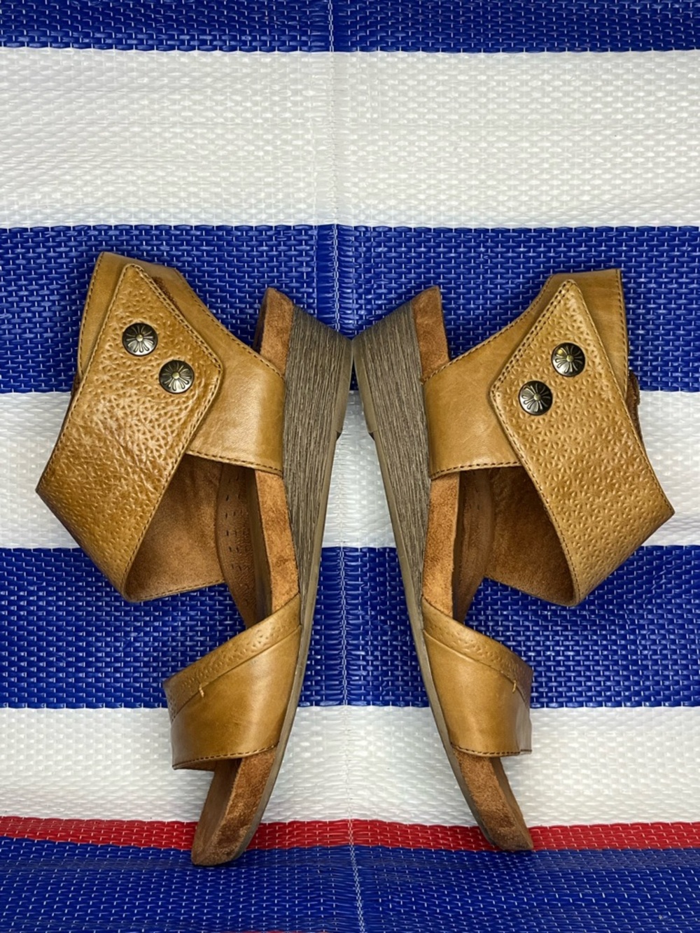 Women’s - Rockport Cobb Hill Hollywood Leather Copper Low Wedge Sandals Size 9 - Picture 6 of 13